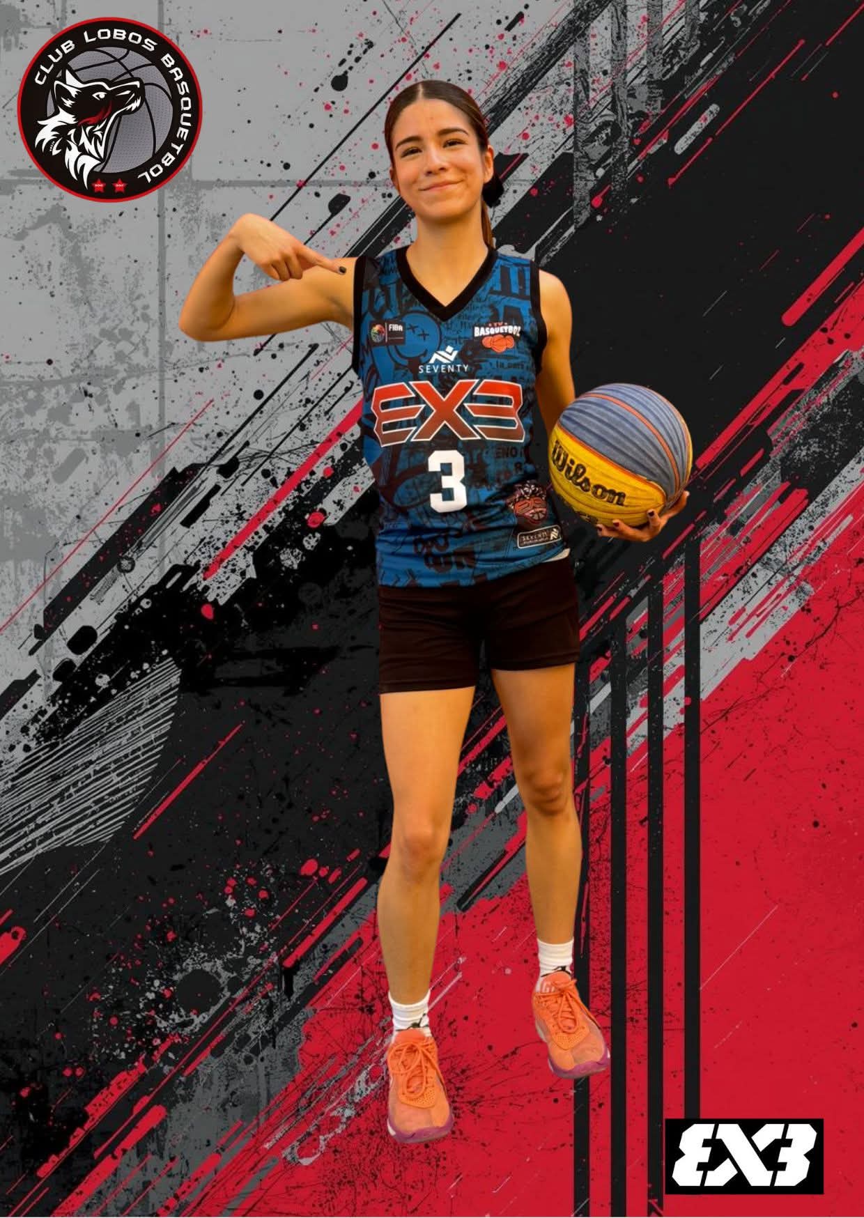 Jugadora Club Lobos con jersey 3x3