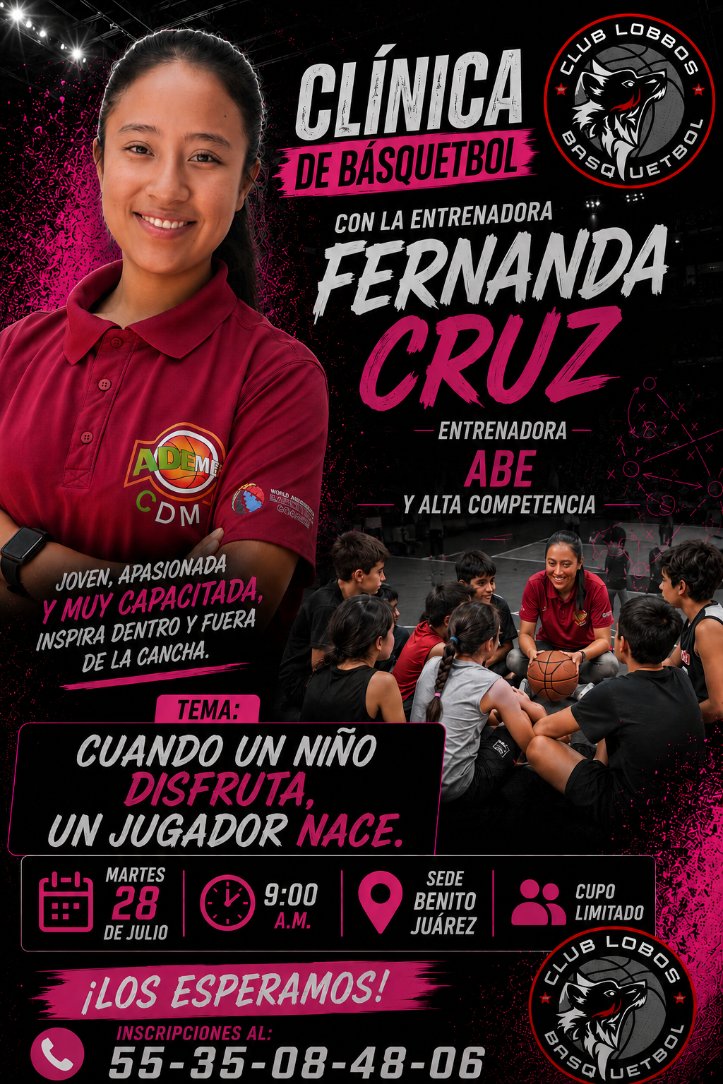 Entrenadora Fernanda Cruz, coach Liga ABE